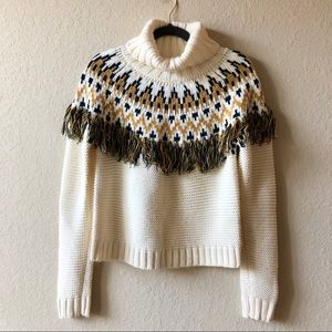 Bershka Turtle Neck Fringe Sweater
